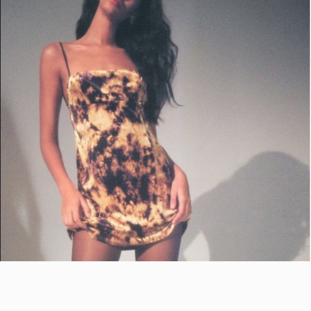 URBAN OUTFITTERS Tie Dye Velvet Mini Dress - Size Small